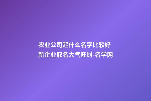 农业公司起什么名字比较好 新企业取名大气旺财-名学网